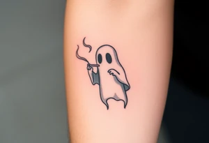 Cute ghost smoking tattoo idea