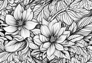 Curved floral leaves tattoo idea