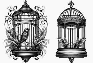 Empty bird cage tattoo idea