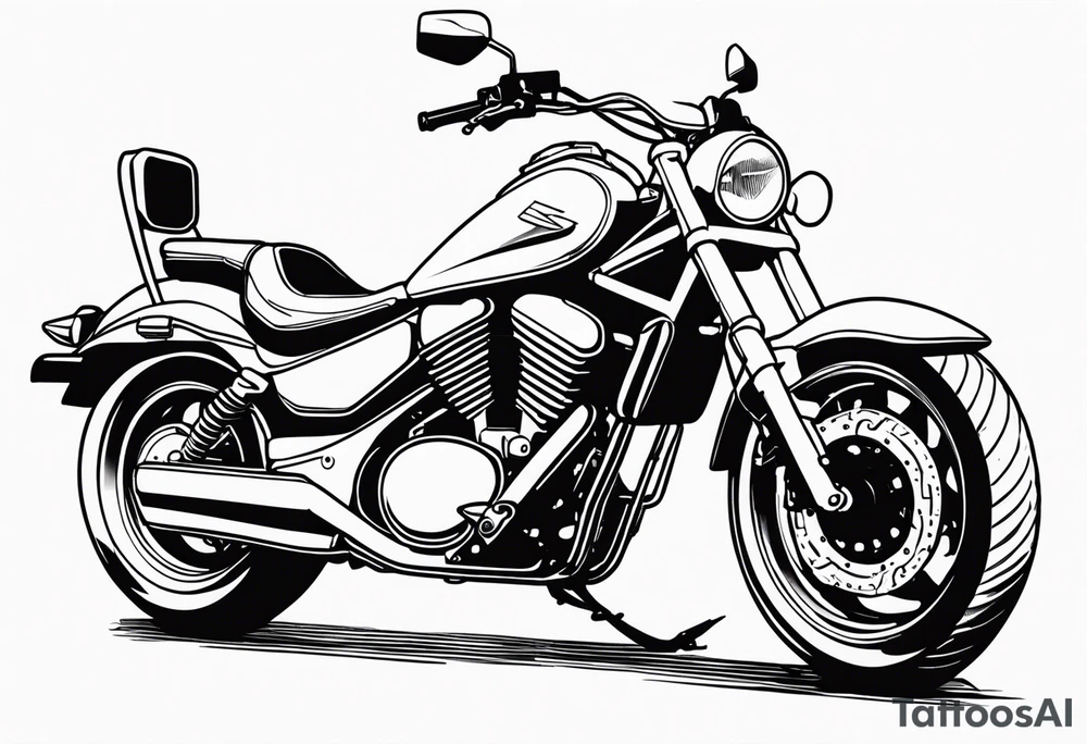 motorcycle suzuki intruder 125cc front view tattoo idea