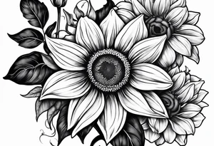 Sunflower, Rose and Lily tattoo idea