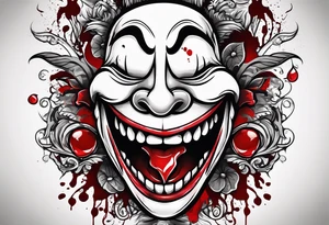 Smile face with blood on it with the words "its all a fucking joke" tattoo idea