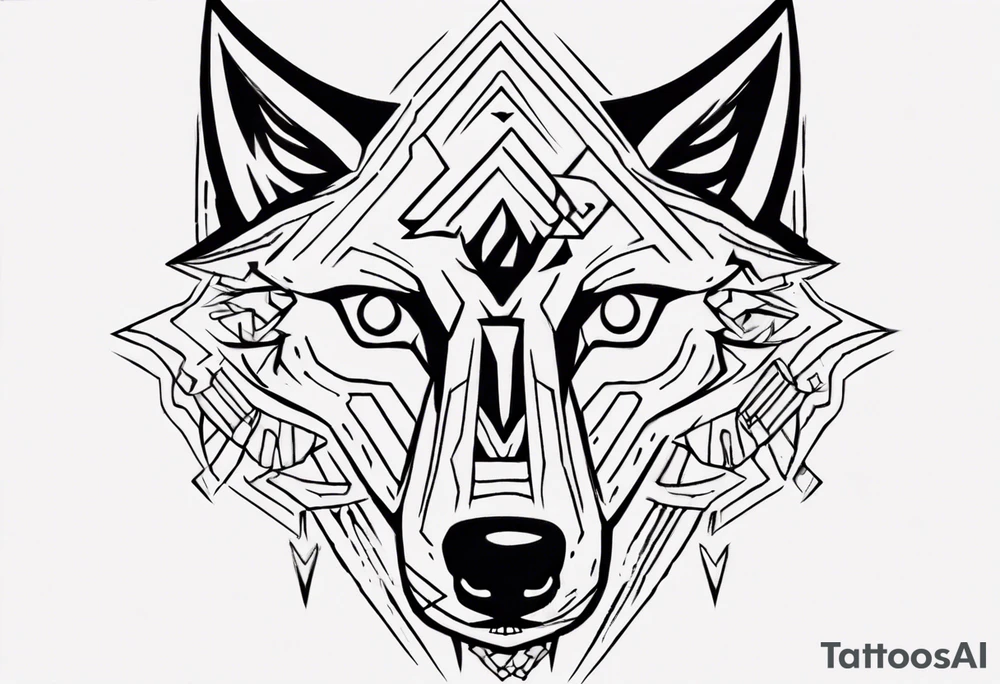 simple wolf head from zelda tattoo idea