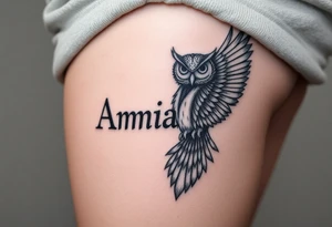 Amanda name deathly hallows and owl tattoo idea