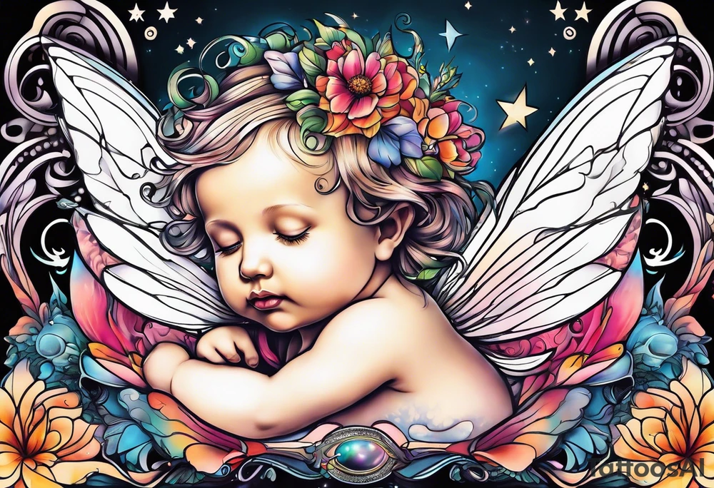 Fairy fetus tattoo idea