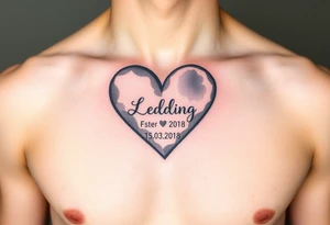 A soft watercolor heart, with wedding date 15.03.2018 tattoo idea