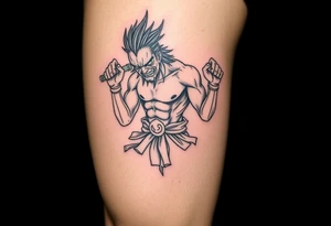 Sukuna from jujutsu kaisen lifting weights tattoo idea