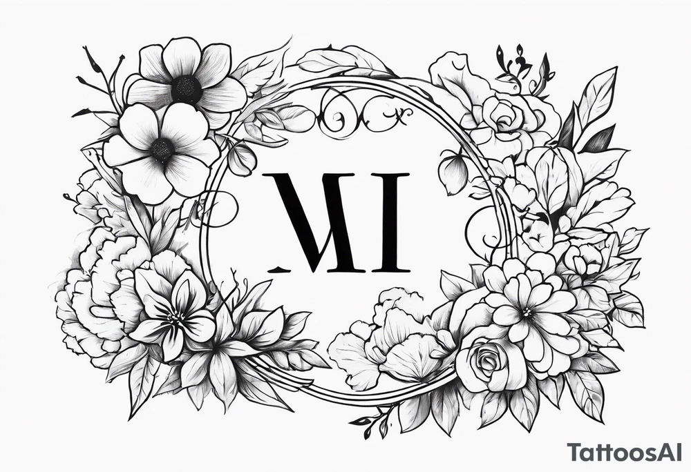 roman numerals for March 13, 2011 surrounded by floral and shapes tattoo idea