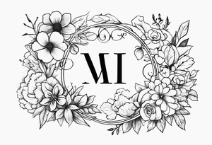 roman numerals for March 13, 2011 surrounded by floral and shapes tattoo idea