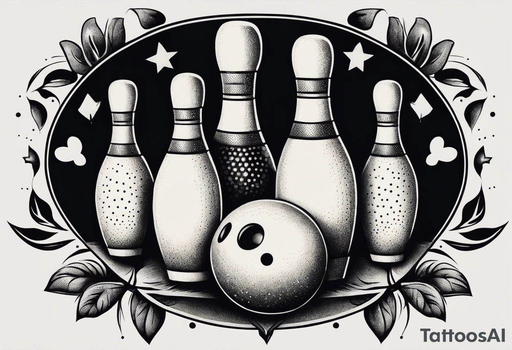 Bowling theme and family crest tattoo idea