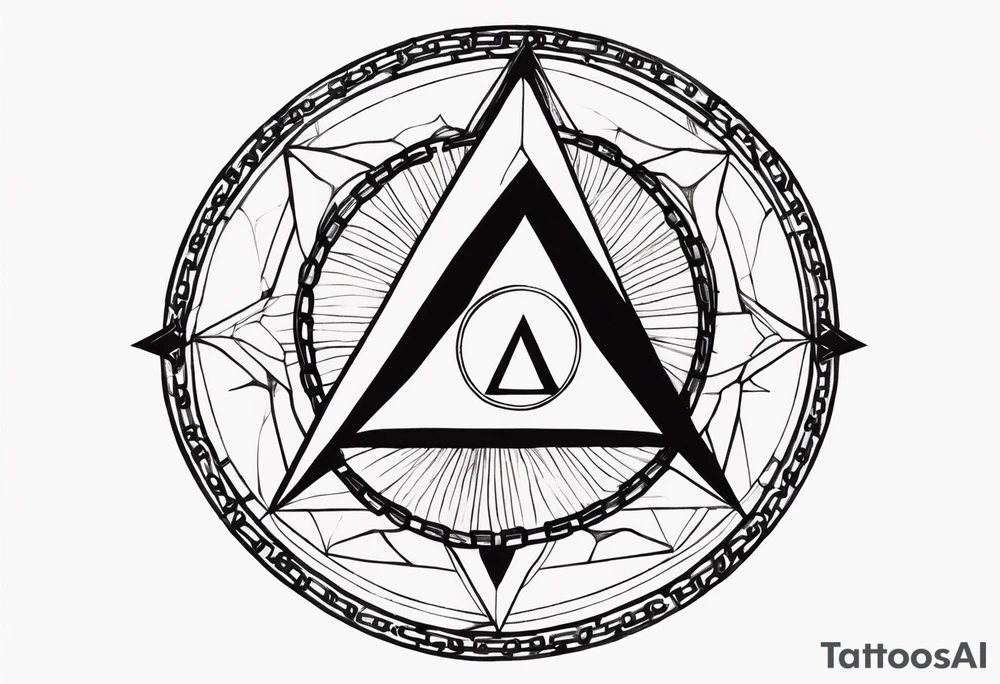 simple letter delta inside a chain circle tattoo idea