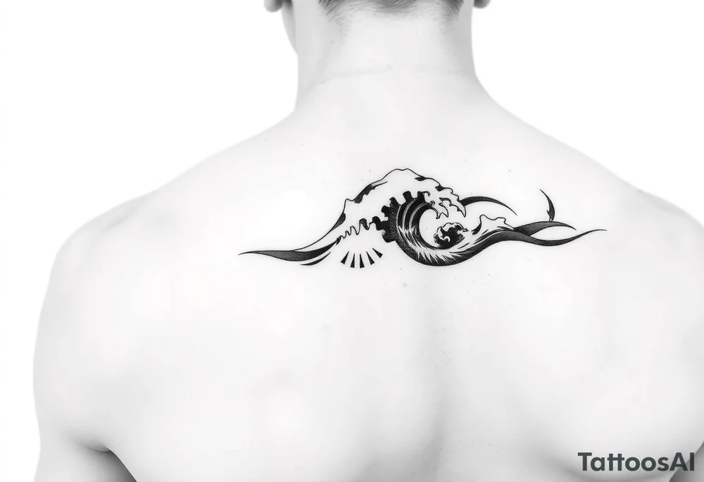 shoulder tattoo with tribal waves. tattoo idea