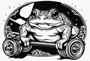 Toad lifting dumbbells tattoo idea