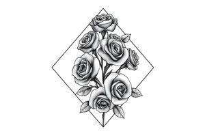 Small Roses filing up the inside of an elongated diamond shape tattoo idea