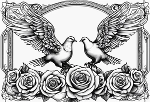 Angel and deamon fighting roses doves tattoo idea