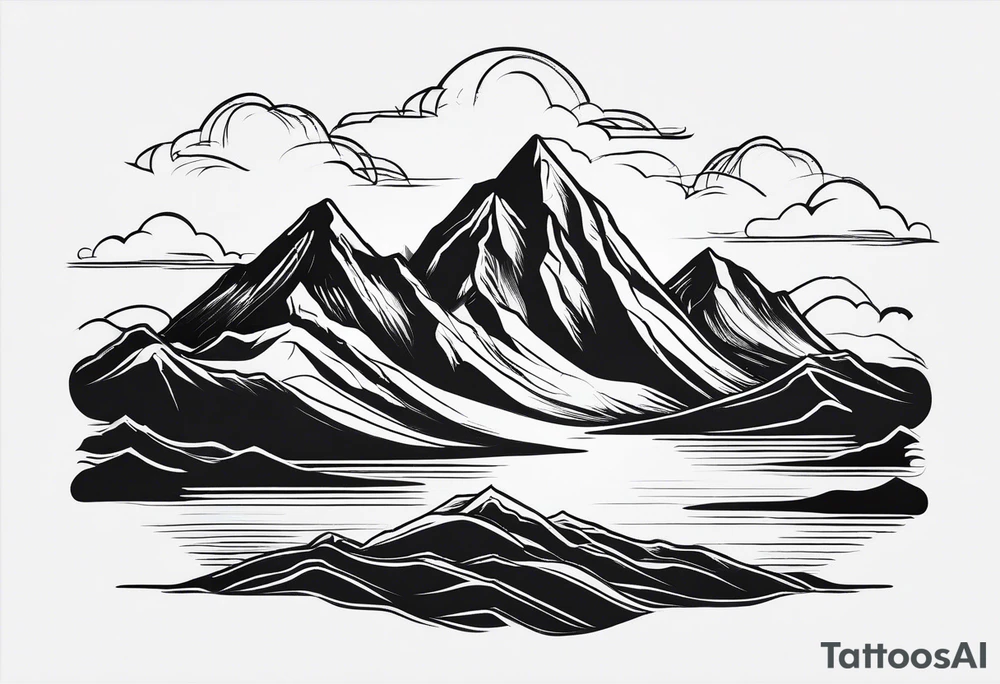 Mountain outline single line tattoo idea