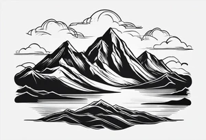 Mountain outline single line tattoo idea