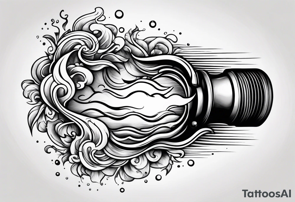 Flaming torch melting into water tattoo idea