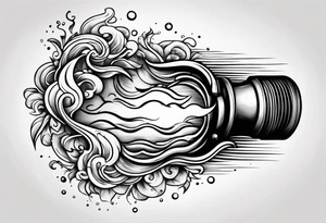 Flaming torch melting into water tattoo idea