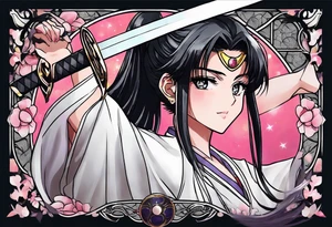 Byakuya shikai sword with Jillian’s yo-yo and the sailor moon moon tattoo idea