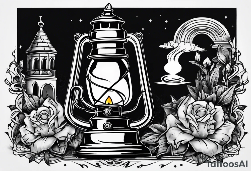 Oil lamp in graveyard tattoo idea