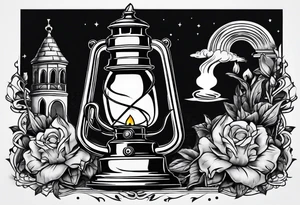 Oil lamp in graveyard tattoo idea