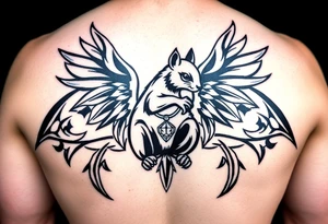 Angel squirrel with a silver necklace tattoo idea