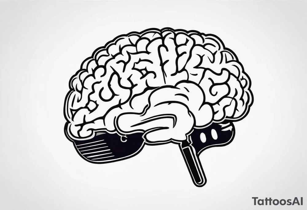 a knife through a brain discipline words tattoo idea