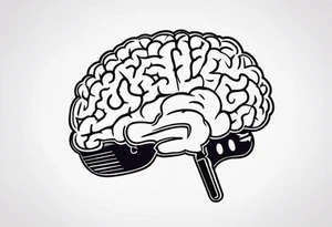 a knife through a brain discipline words tattoo idea