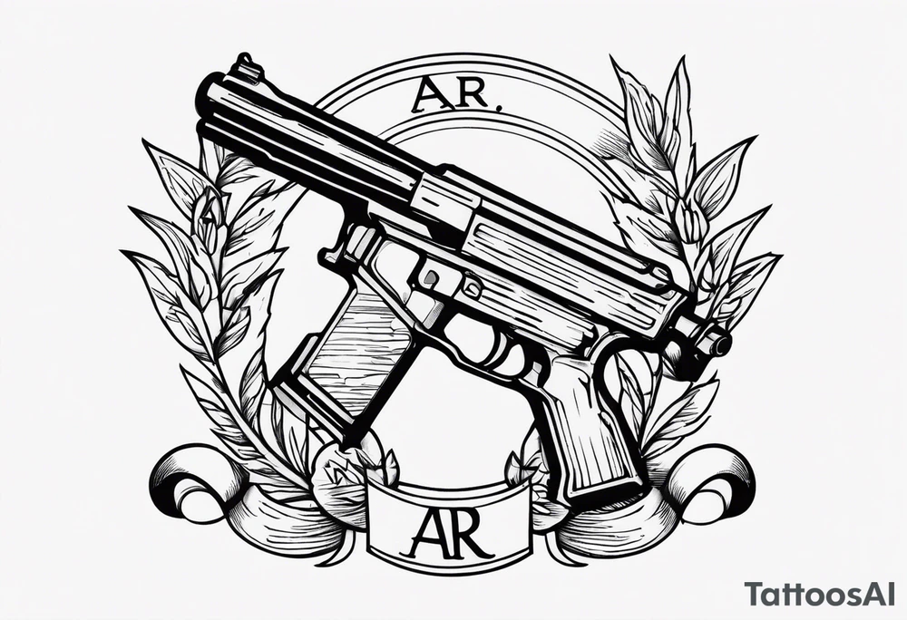 The letters AR with a pistol on each side tattoo idea