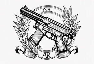 The letters AR with a pistol on each side tattoo idea