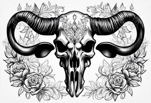 Long horn skull tattoo idea