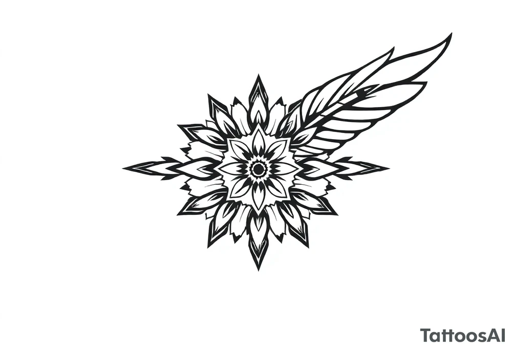big spiritual feather indian mandala shaman tattoo idea