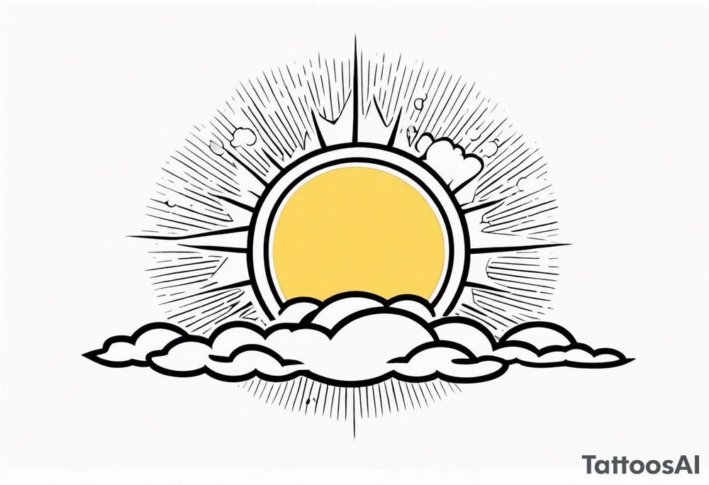 sunshine with rays
and clouds
old school vintage simple traditional design 

bold color simple tattoo idea