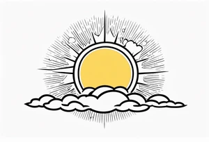 sunshine with rays
and clouds
old school vintage simple traditional design 

bold color simple tattoo idea