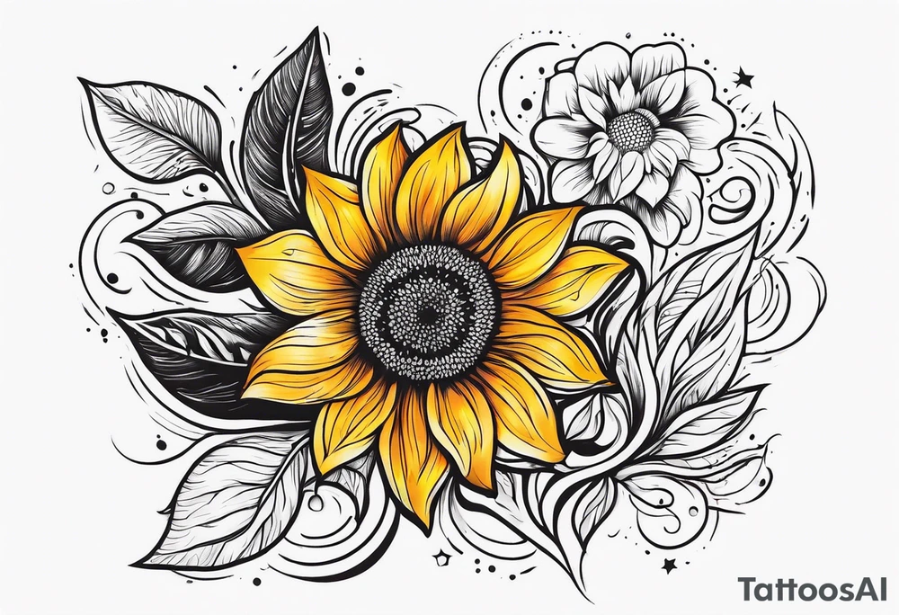 Flower fire an a sunflower tattoo idea