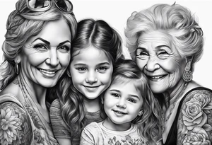 A mothers love and bond with 3 daughters a steo daughter and a grand daughter and a grandma Tattoo designs tattoo idea