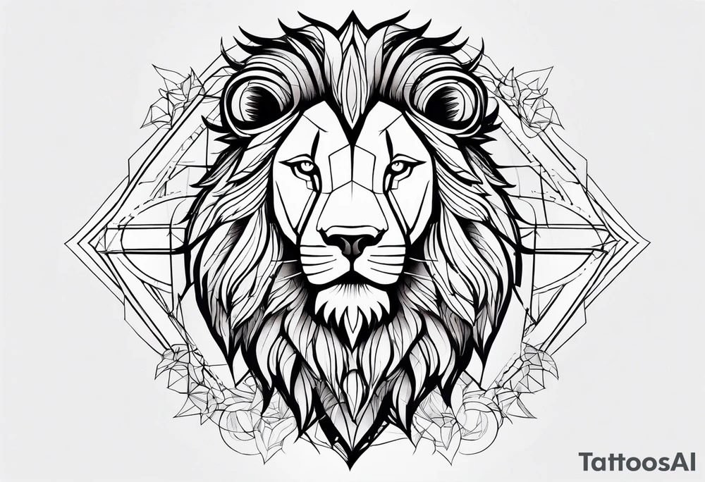 geometric lion tattoo tattoo idea