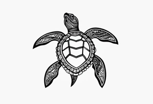 Turtle and sea star simple small tattoo idea
