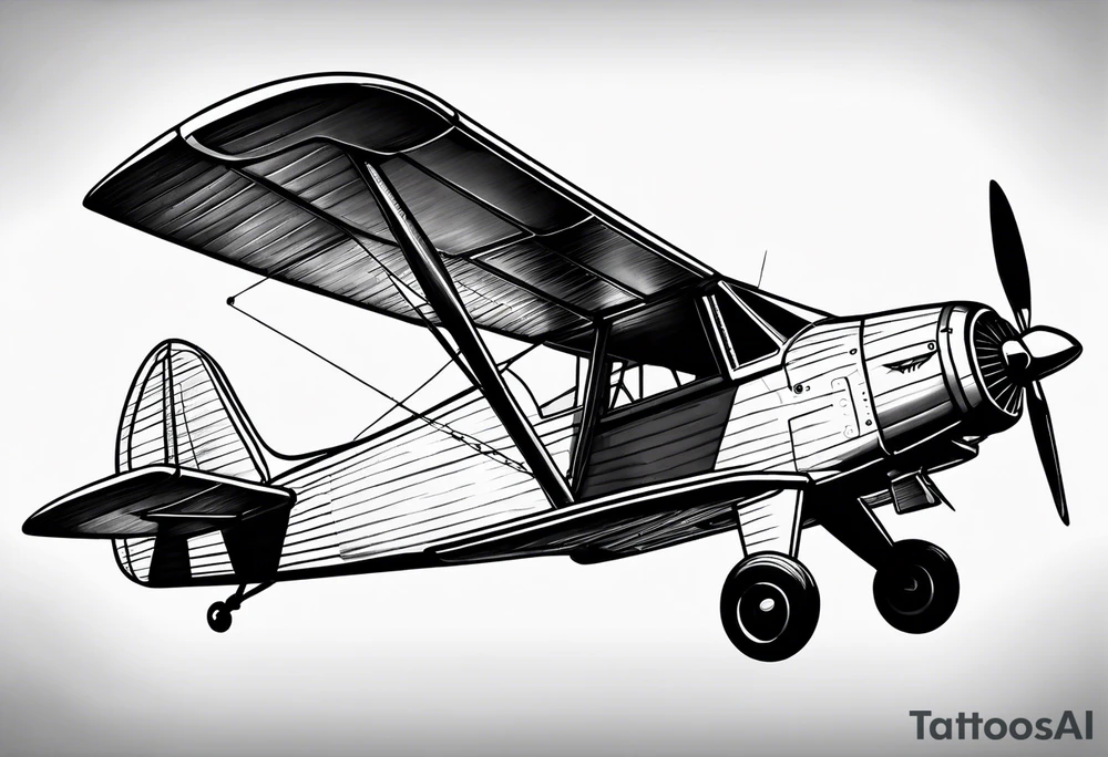 sketch of adventure plane in perspective from the bottom tattoo idea