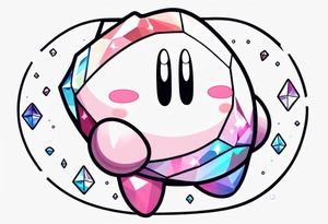 kirby smiling inside a shiny crystal tattoo idea