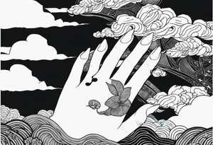 ukiyoe, cloud, hands tattoo idea