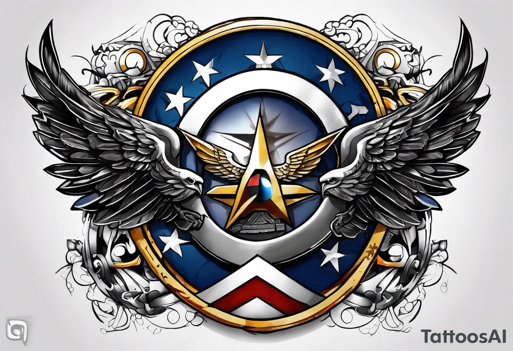 New US Air Force Symbol with the evil Engineer symbol inside it tattoo idea