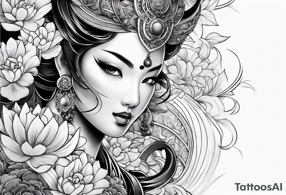 Japanese leg sleeve tattoo idea