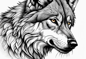 right side profile of a wolf face tattoo idea