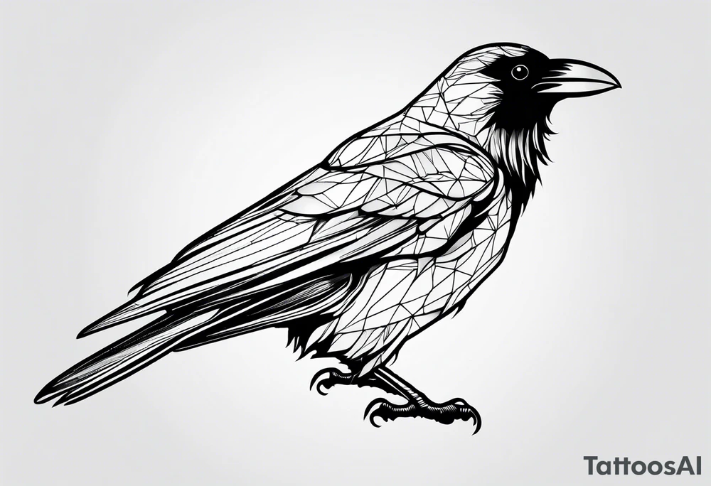 head of a crow outlines tattoo idea