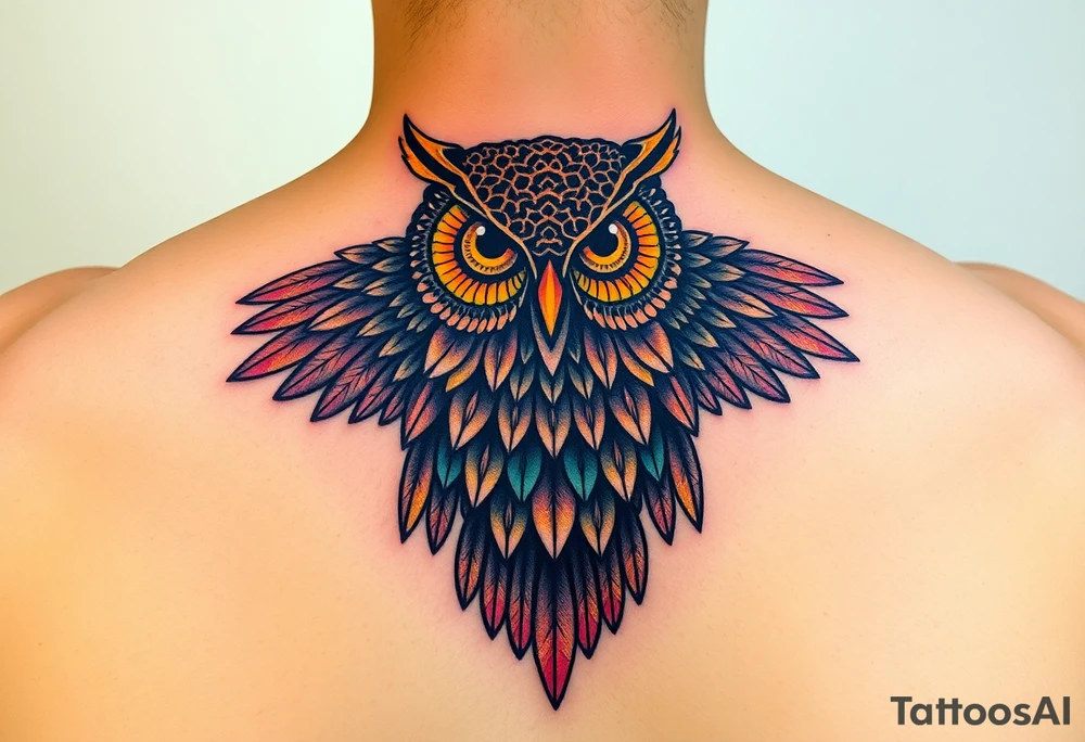 Honey comb owl tattoo idea