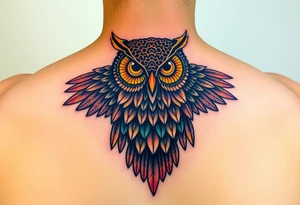 Honey comb owl tattoo idea