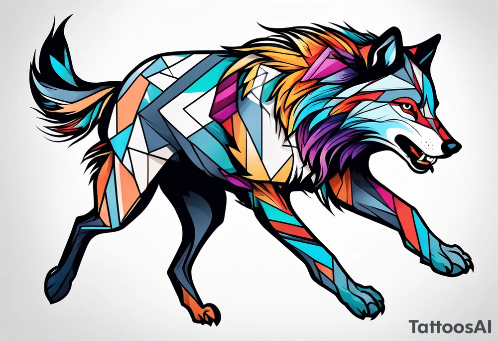 Wolf running tattoo idea