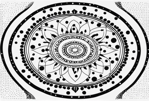 simple sunshine mandala made of black dots with circles tattoo idea